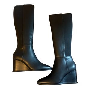 NYDJ Black Jessica Knee High Wedge Boots 7 NWT